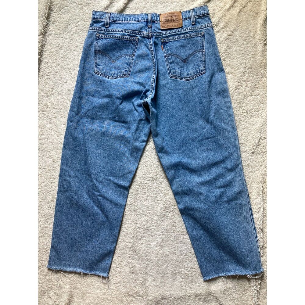 Orange Tab Levi's USA Made 550 Relaxed Baggy Cropped Denim Jeans Cut Off 33x26.5
